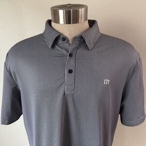 Travis Mathew Black White Mini Check Polo Shirt Men's L